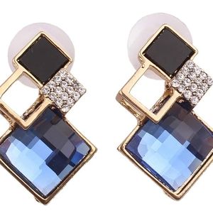 copper+gold plated+rhinestone +crystals earrings